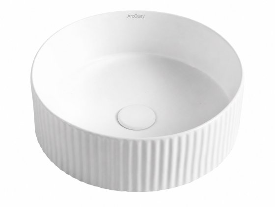 ArcQuay Marlo 400 × 400 × 125 matte white round fluted basin