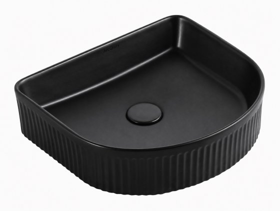 ArcQuay Archie 415 × 365 × 100 matte black soft-square fluted basin