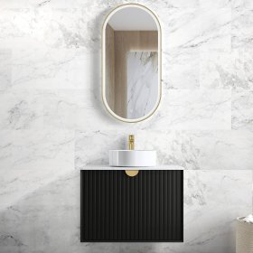 Marlo Fluted 750mm Matte Black Wall Hung Cabinet Only