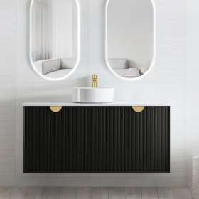 Marlo Fluted 1200mm Matte Black Wall Hung Cabinet Only