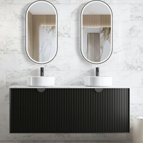 ArcQuay Marlo Fluted 1500mm Matte Black Wall Hung Vanity