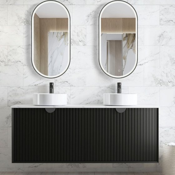 ArcQuay Marlo Fluted 1500mm Matte Black Wall Hung Vanity