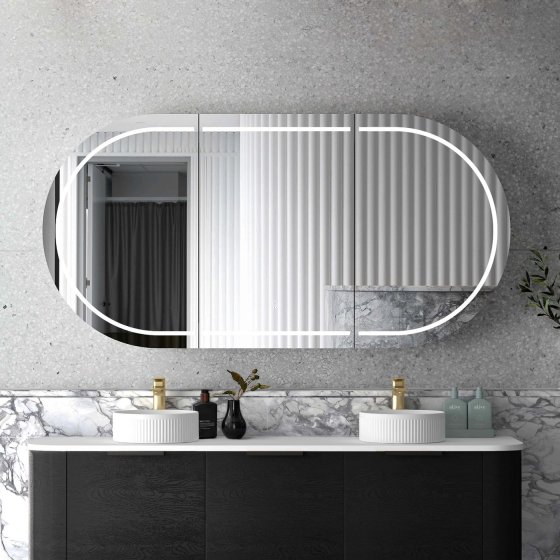 ArcQuay Bondi 1800×900 black oak laminate LED shaving mirror cabinet