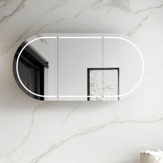 ArcQuay Bondi 1800×900 polyurethane matte white LED shaving mirror cabinet