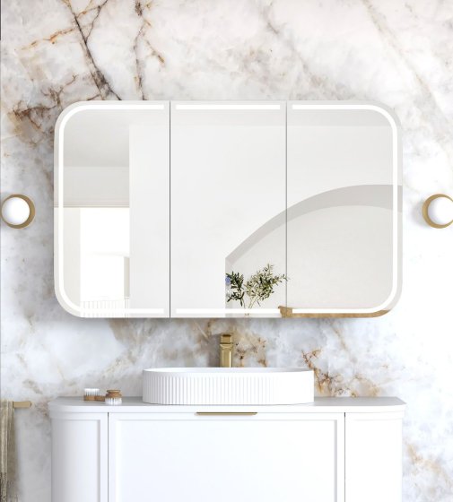 LED Newport 1200(W)x750(H) White Shaving Cabinet - Premium Edition