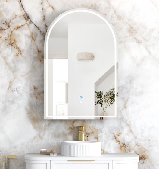 ArcQuay Archie 900×600 matte white 2 pac polyurethane LED shaving mirror cabinet