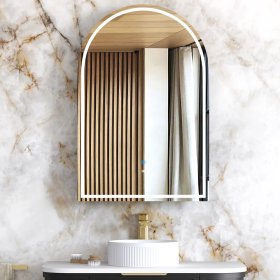 ArcQuay LED Archie 900 H X600 W Black Oak Shaving Cabinet Premium Edition
