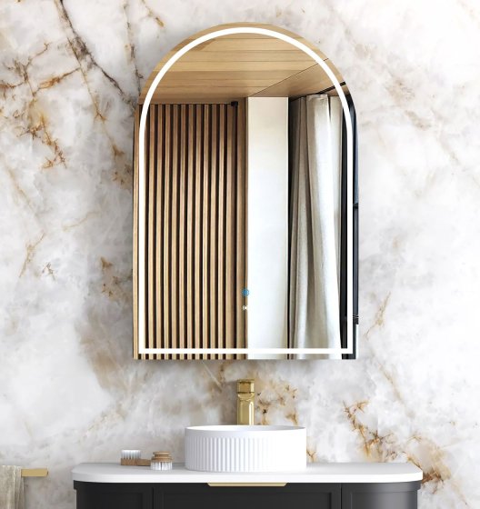 ArcQuay Archie 900×600 black oak LED shaving mirror cabinet