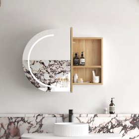 ArcQuay LED Bondi 900 W X600 H Natural Oak Shaving Cabinet Premium Edition
