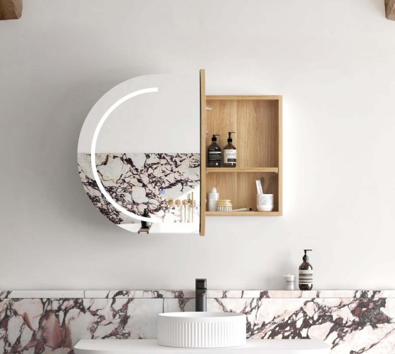 ArcQuay Bondi 900×600 natural oak LED shaving mirror cabinet