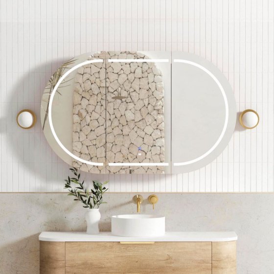 ArcQuay Bondi 1200×750 natural oak LED shaving mirror cabinet