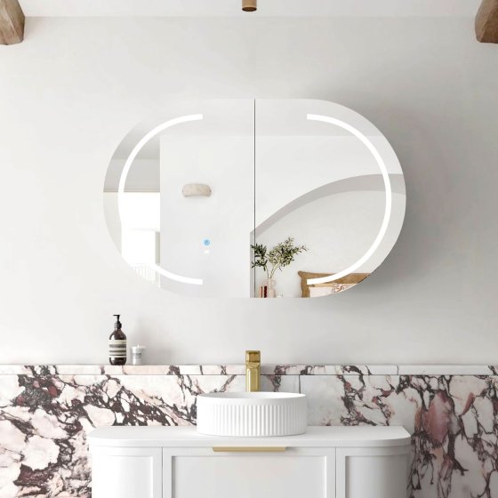 ArcQuay Bondi 900×600 matte white 2 pac polyurethane LED shaving mirror cabinet