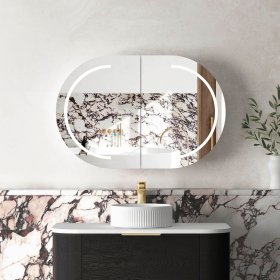 ArcQuay LED Bondi 900 W X600 H Black Oak Shaving Cabinet Premium Edition
