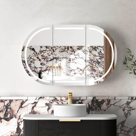 ArcQuay Bondi 1200×750 black oak LED shaving mirror cabinet