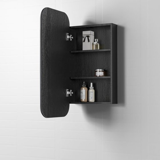 ArcQuay Newport 900×450 black oak laminate shaving cabinet