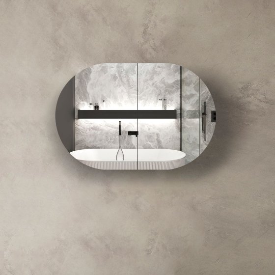 ArcQuay Bondi 900×600 black oak laminate shaving cabinet