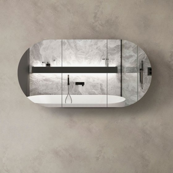 ArcQuay Bondi 1800×900 black oak laminate shaving cabinet