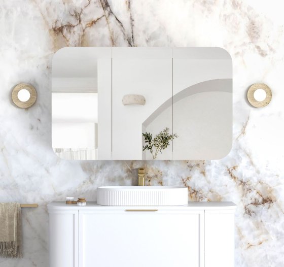 ArcQuay Newport 1200×750 white laminate shaving cabinet