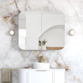ArcQuay Newport 900×750 white laminate shaving cabinet