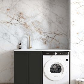 ArcQuay Hampshire Black Base Laundry Cabinet With Stone Top And Sink 1300X600X900