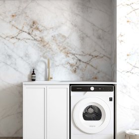 ArcQuay Hampshire White Base Laundry Cabinet With Stone Top And Sink 1300X600X900