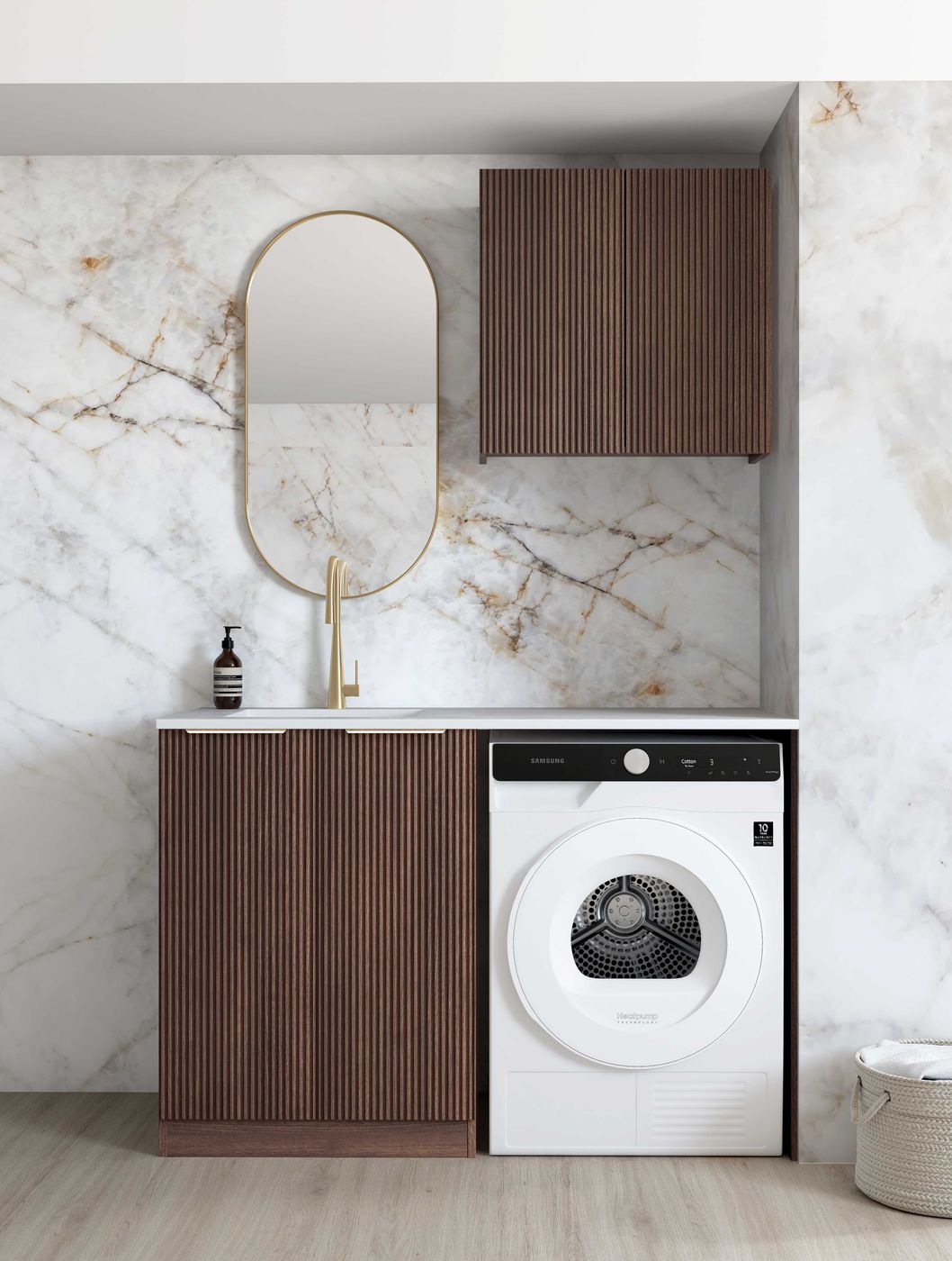 ArcQuay Havana Fluted Sable Walnut Laundry Kit 1305X600X2100