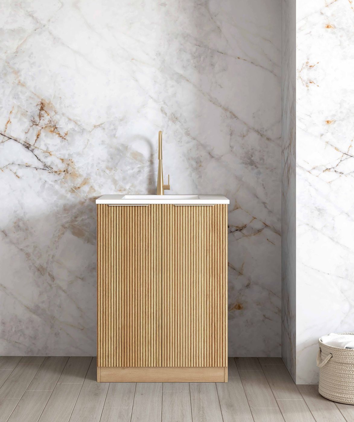 ArcQuay Havana Fluted Woodland Oak Mini 650 Laundry Kit