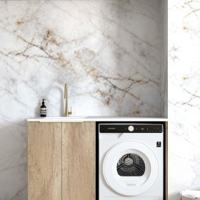 ArcQuay Byron/Bondi Natural Oak Base Laundry Cabinet with Stone Top and Sink 1300x600x900