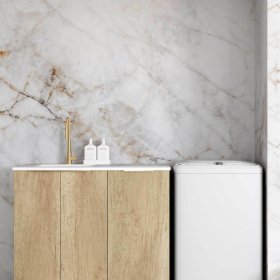 ArcQuay Byron/Bondi Natural Oak Base Laundry Cabinet with Stone Top and Sink 1060x600x900
