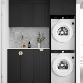 ArcQuay Marlo Fluted Black Laundry Kit 1715x600x2100