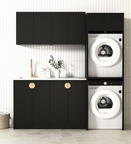 ArcQuay Marlo Fluted Black Laundry Kit 1960x600x2100