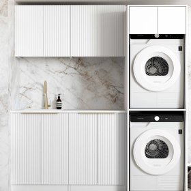 ArcQuay Noosa Fluted White Laundry Kit 1960x600x2100