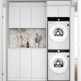 ArcQuay Noosa Fluted White Laundry Kit 1715x600x2100
