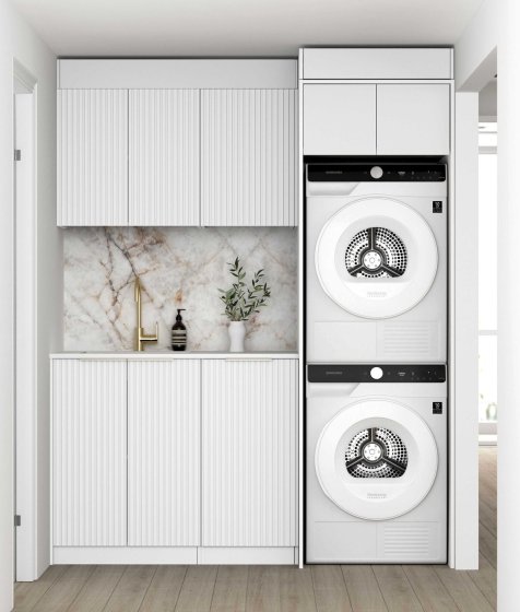 ArcQuay Noosa Fluted White Laundry Kit 1715x600x2100