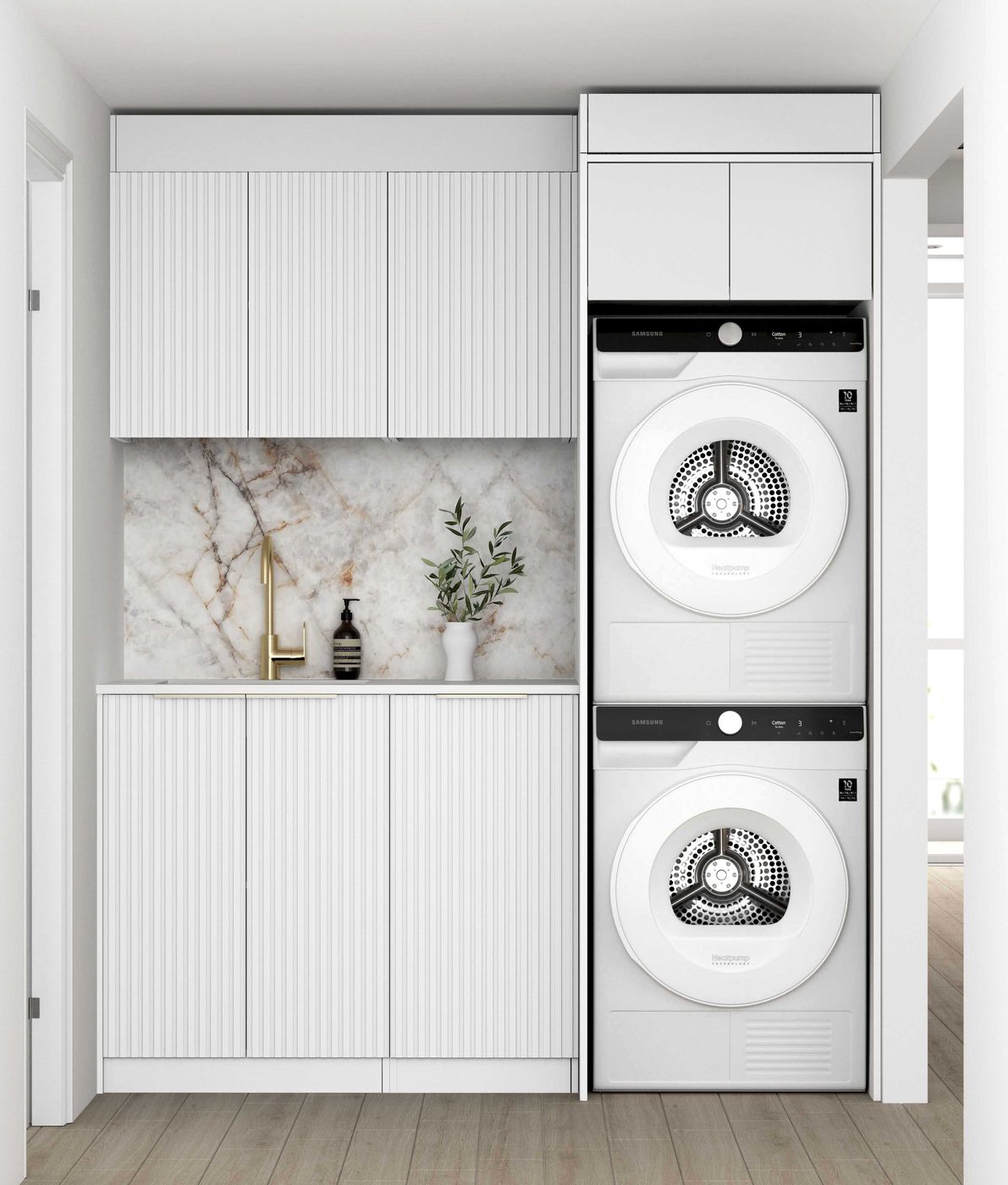 ArcQuay Noosa Fluted White Laundry Kit 1715x600x2100