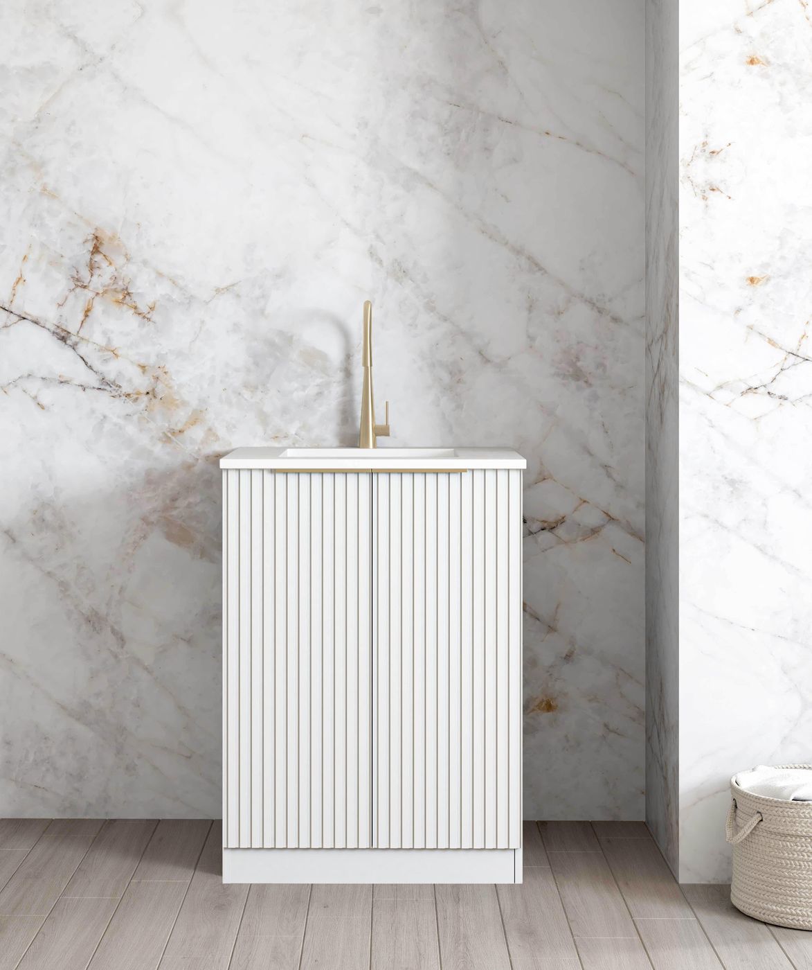 ArcQuay Noosa Fluted White Mini 650 Laundry Kit