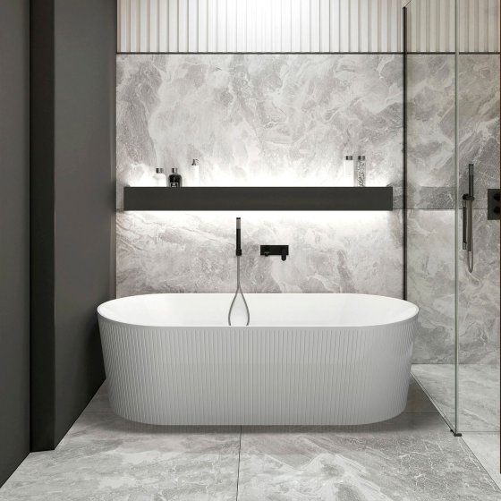 ArcQuay Attica Noosa Fluted 1700 gloss white freestanding bath