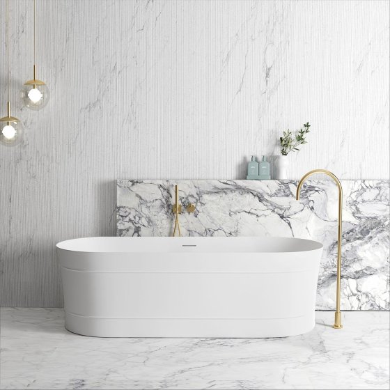 ArcQuay Attica Bondi 1700 matte white freestanding overflow bath
