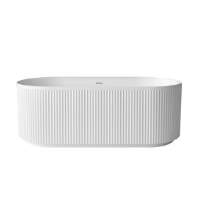 ArcQuay Attica Havana 1700 matte white fluted freestanding overflow bath
