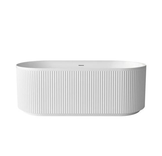 ArcQuay Attica Havana 1700 matte white fluted freestanding overflow bath