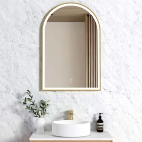 ArcQuay LED Archie 900 H X600 W Gold Metal Frame Tuffi Mirror