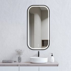 ArcQuay LED Newport 900 H X450 W Black Metal Frame Tuffi Mirror Soft Square