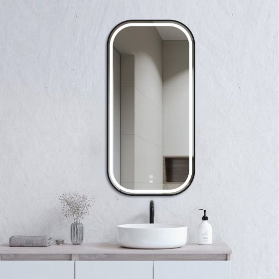 ArcQuay LED Newport 900 H × 450 W black metal frame soft-square Tuffi mirror