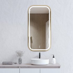 ArcQuay LED Newport 900 H X450 W Gold Metal Frame Tuffi Mirror Soft Square