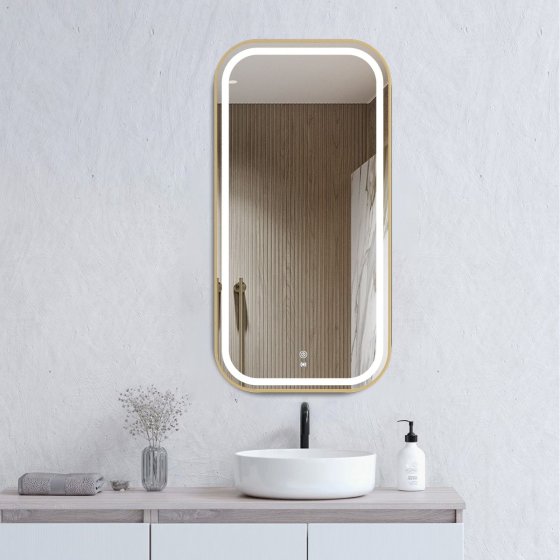 ArcQuay LED Newport 900 H × 450 W gold metal frame soft-square Tuffi mirror