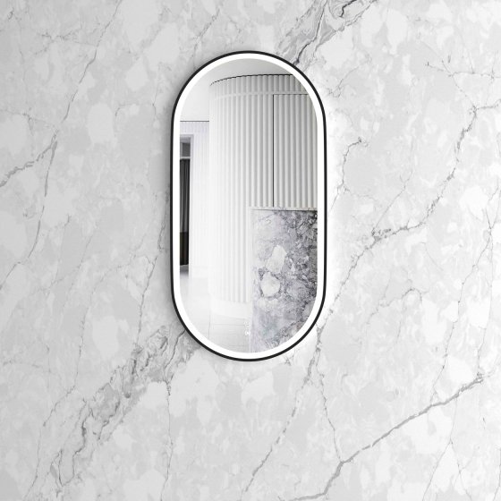 ArcQuay LED Noosa 900 H × 450 W black metal frame elongated rounded Tuffi mirror