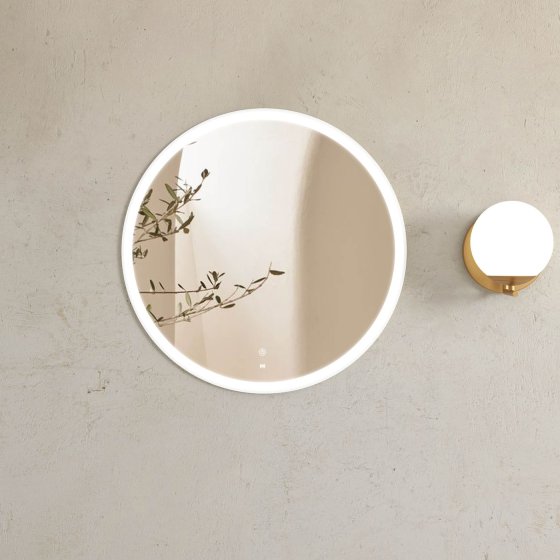 ArcQuay LED Bondi 800 mm white metal frame round Tuffi mirror