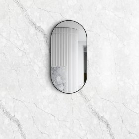 ArcQuay Noosa 900 H × 450 W black metal frame elongated rounded Tuffi mirror