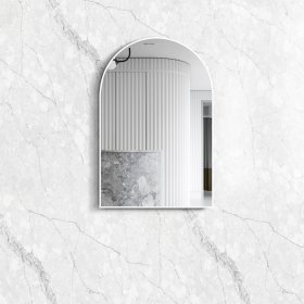 ArcQuay Archie 900 H X600 W White Metal Framed Tuffi Mirror