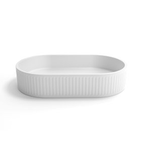 ArcQuay Hudson Oval 600×350×120 Concrete Fluted White Basin